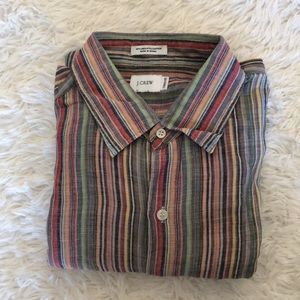 GUC J. Crew Linen Cotton Button-down Striped Shirt